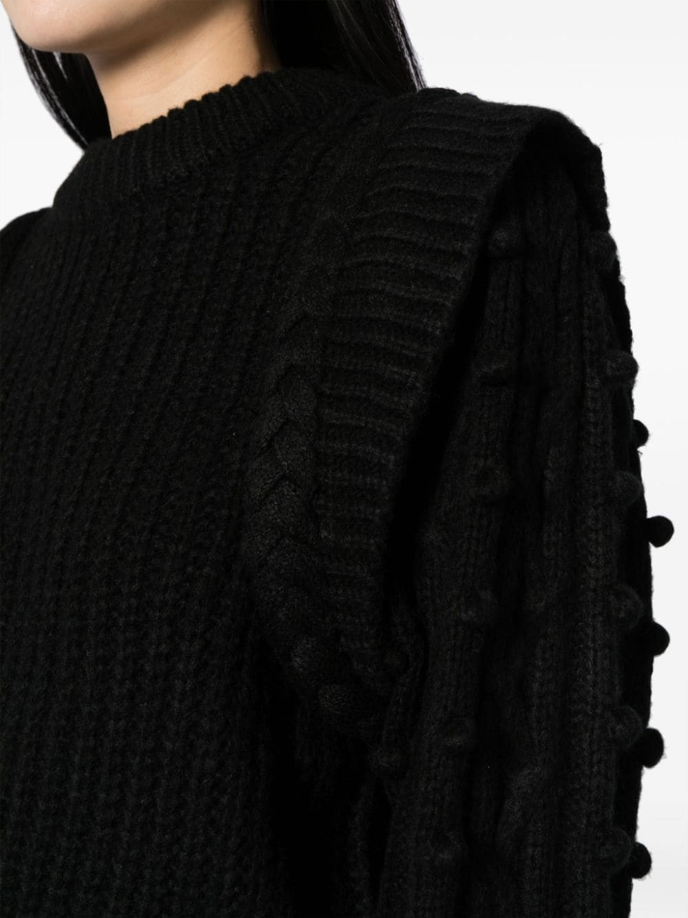 Shop Farm Rio Braided Crew-neck Jumper In Black