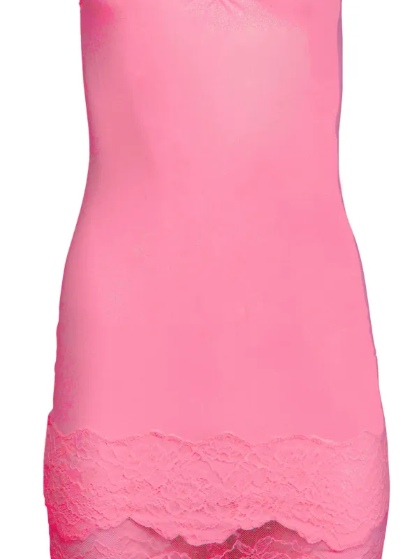 mal pink dress Fleur du Mal Satin & Mesh Bustier Midi Dress