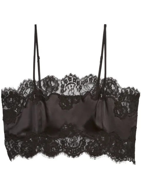 Fleur Du Mal Bandeau-Seidentop mit Spitzenborte