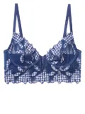 Fleur Du Mal Lily embroidered longline demi bra - Blue