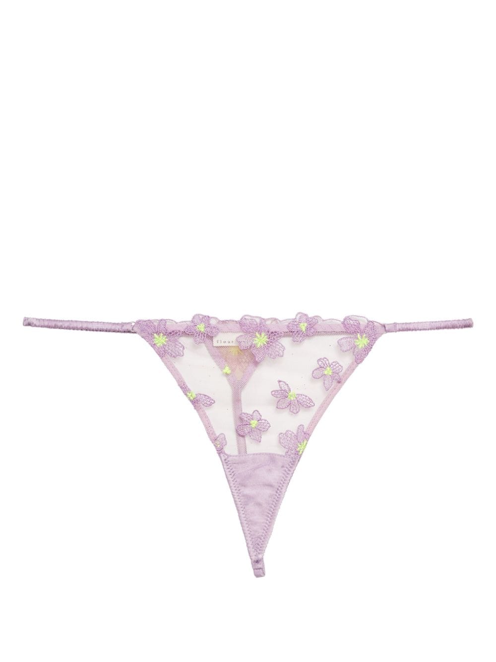 Fleur Du Mal Petal Embroidered Thong In Purple