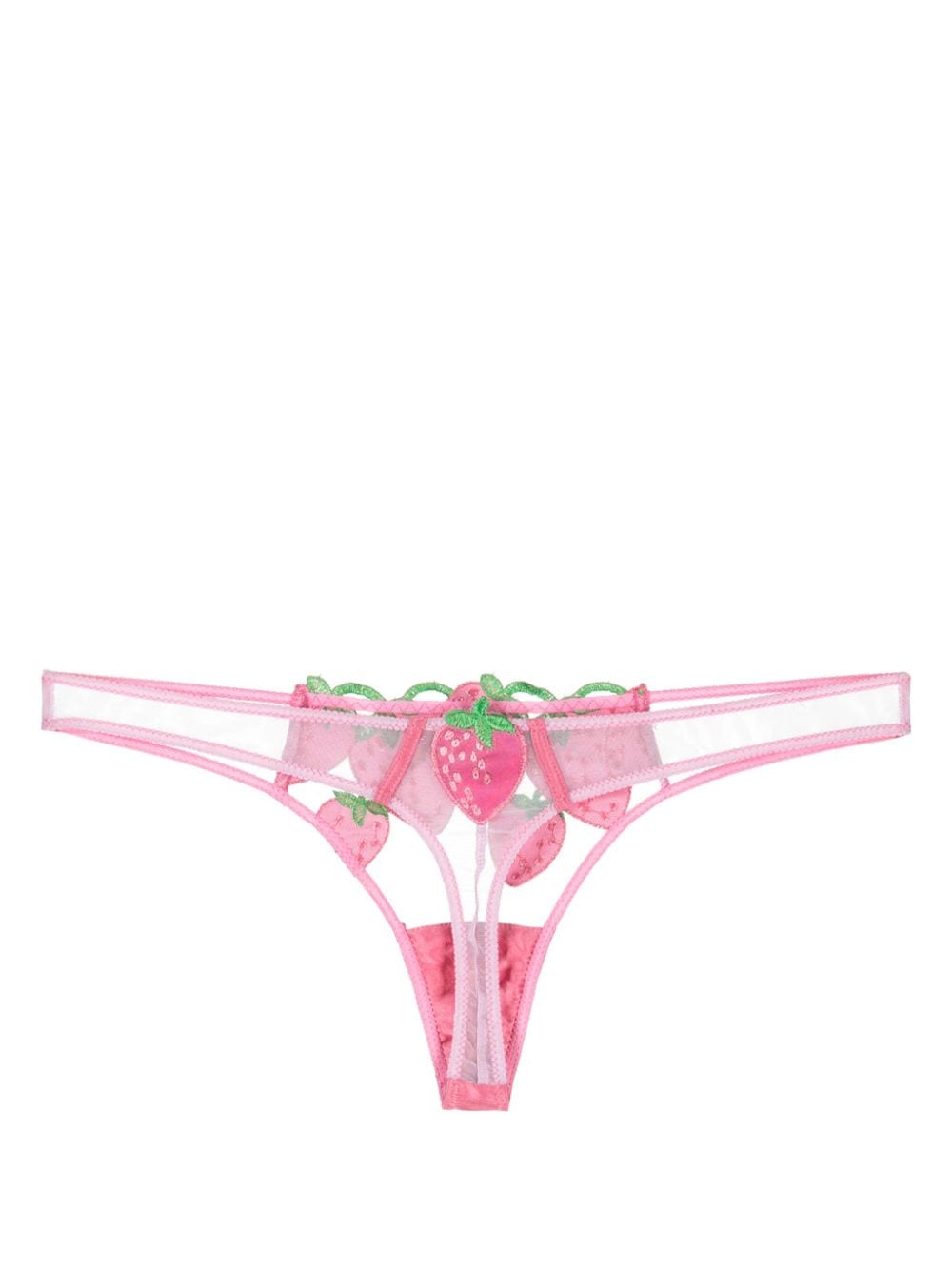 Shop Fleur Du Mal Strawberry-motif Sheer Thong In Pink