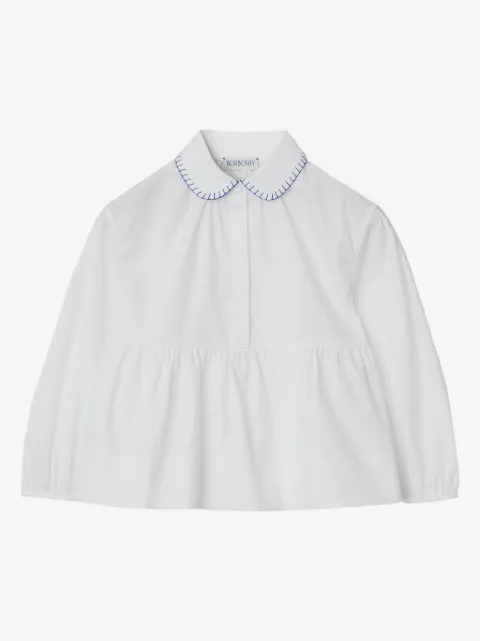 Burberry Kids EKD-embroidered peplum blouse