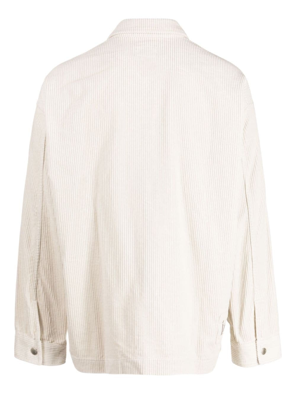 Shop Izzue Spread-collar Cotton Shirt Jacket In Neutrals