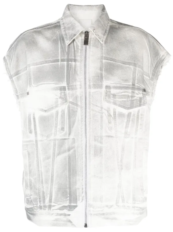 ジバンシィGIVENCHY デニムベスト メンズMサイズ Givenchy 4G グラフィティ デニムベスト | グレー | FARFETCH JP