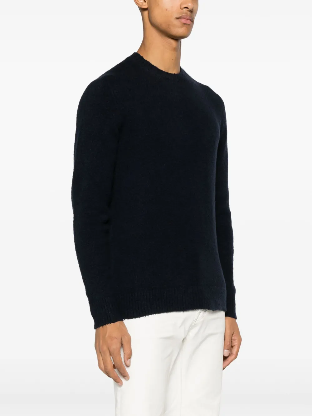 Roberto Collina crew-neck cotton-blend jumper Blauw