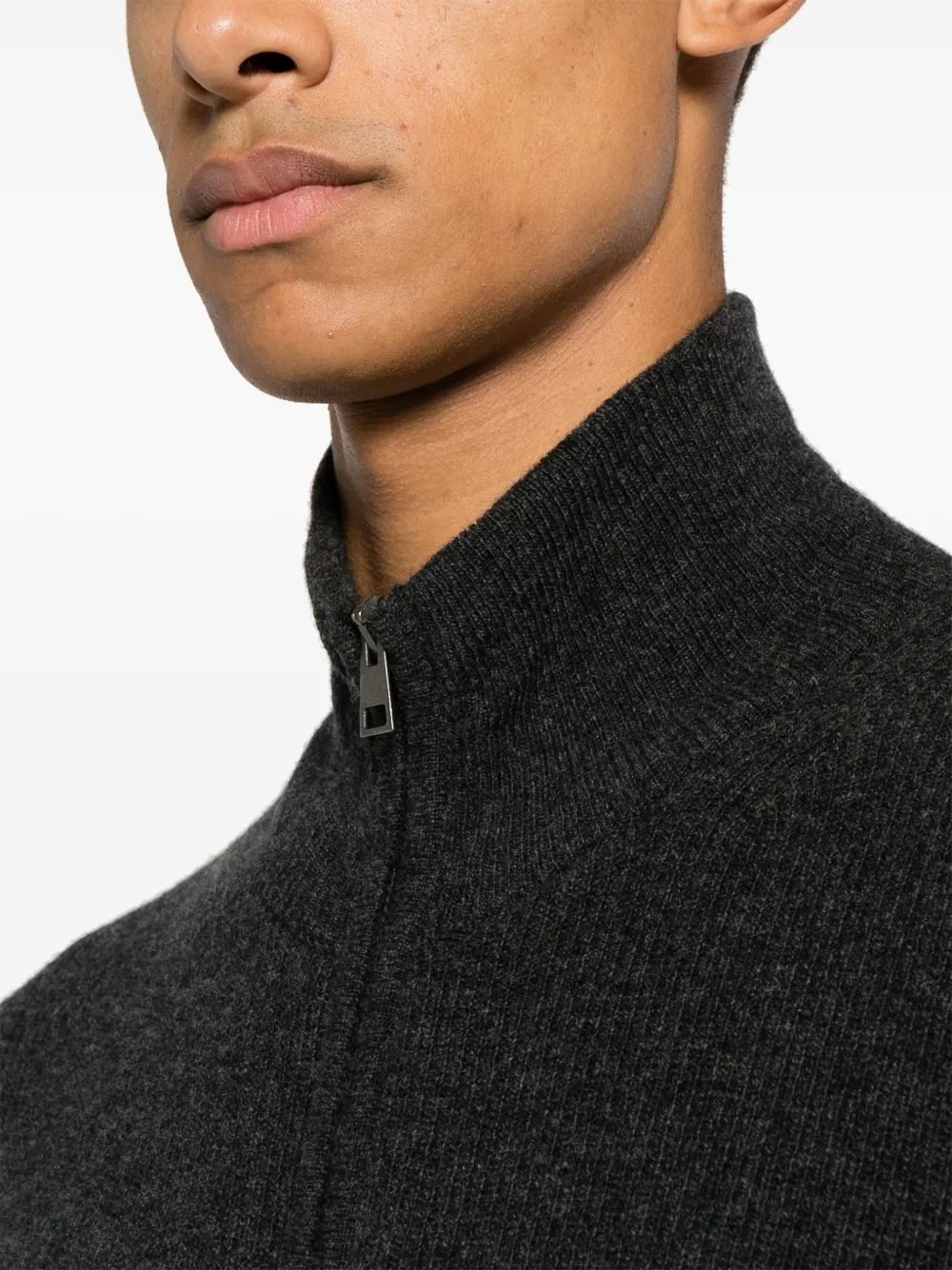 Roberto Collina ribbed zip-up jacket Grijs