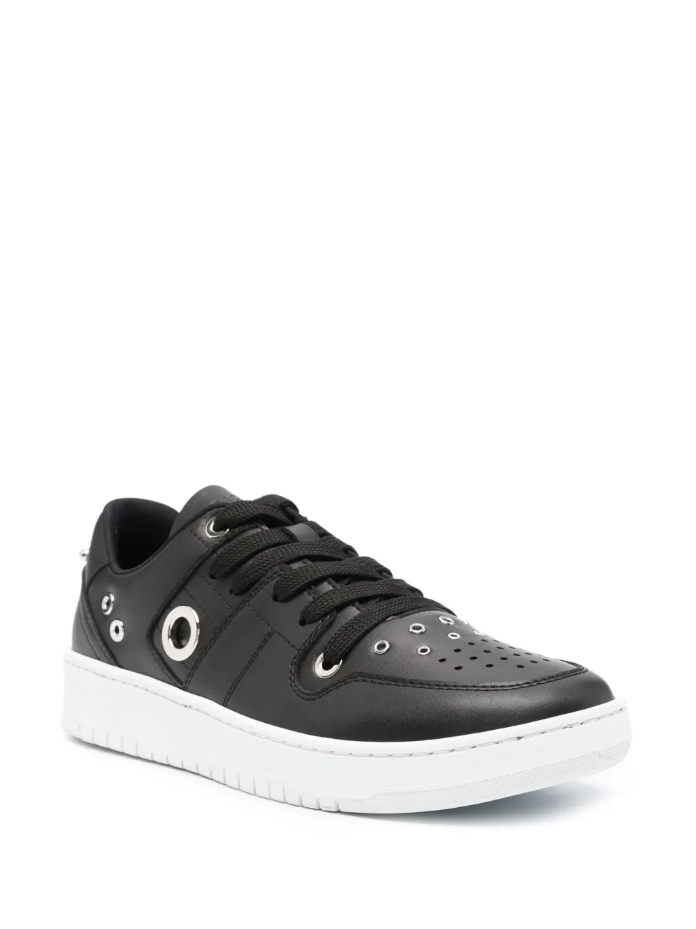 Neil Barrett Bronski leather eyelet-detail sneakers - Zwart