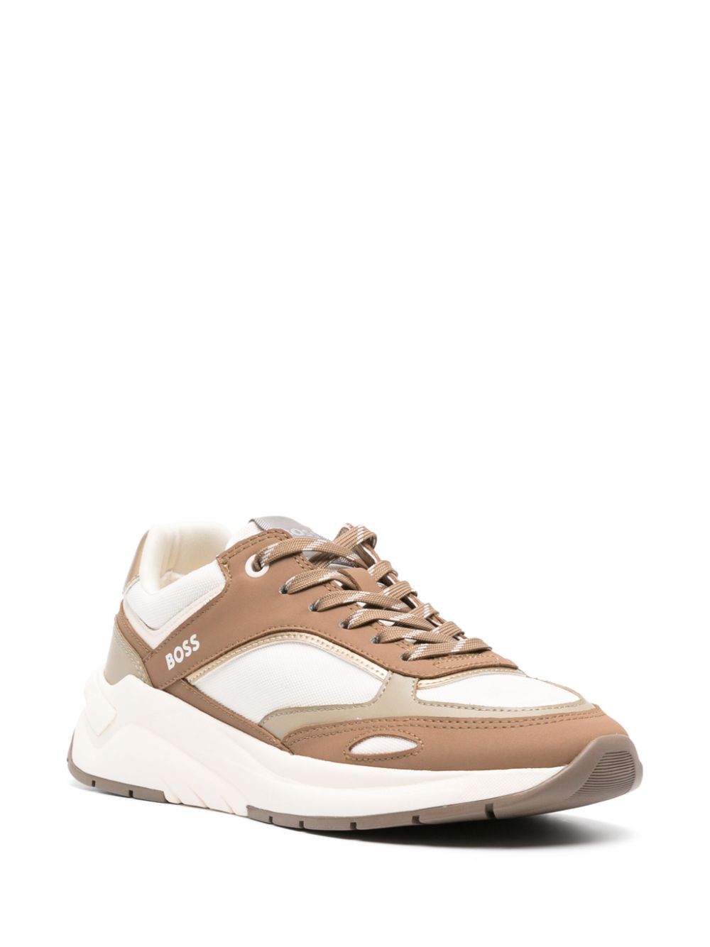 BOSS metallic-detail panelled sneakers - Beige