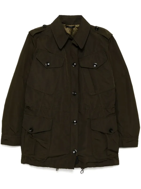 Tom Ford Drawstring Waist Military Jacket in Green