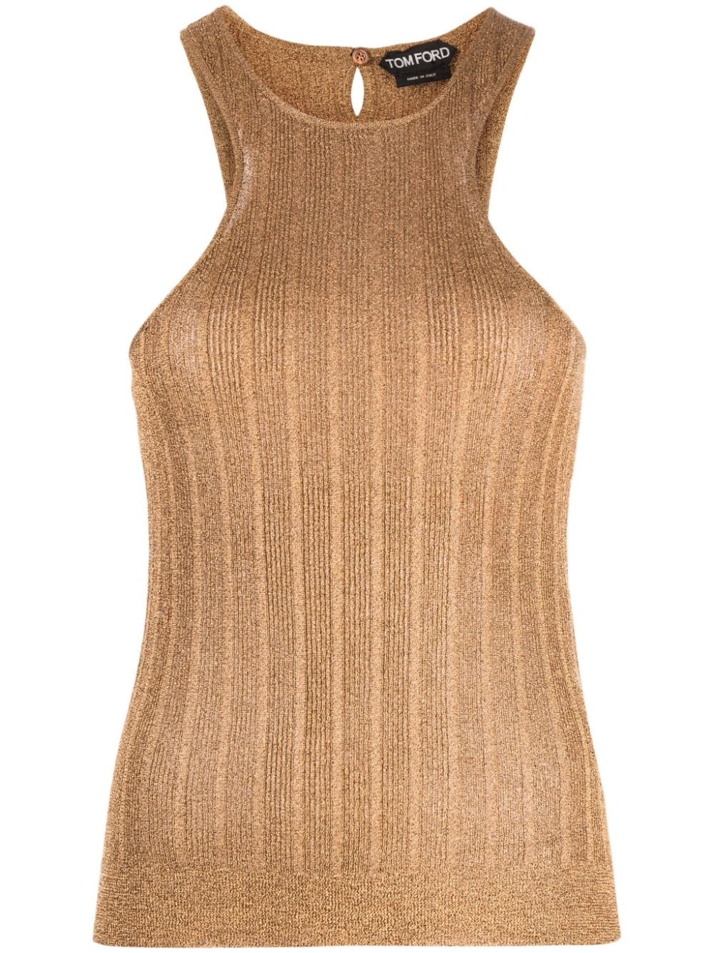 Shop Tom Ford Metallic Sleeveless Top In Gold