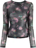 Cynthia Rowley floral-print long-sleeve top - Black