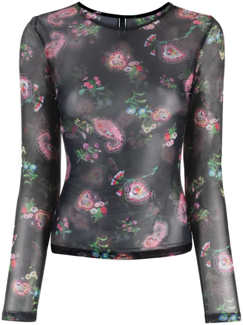 Haut fleuri à manches longues - Cynthia Rowley - Modalova