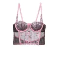 Fleur Du Mal Gabrielle embroidered longline demi bra - Pink