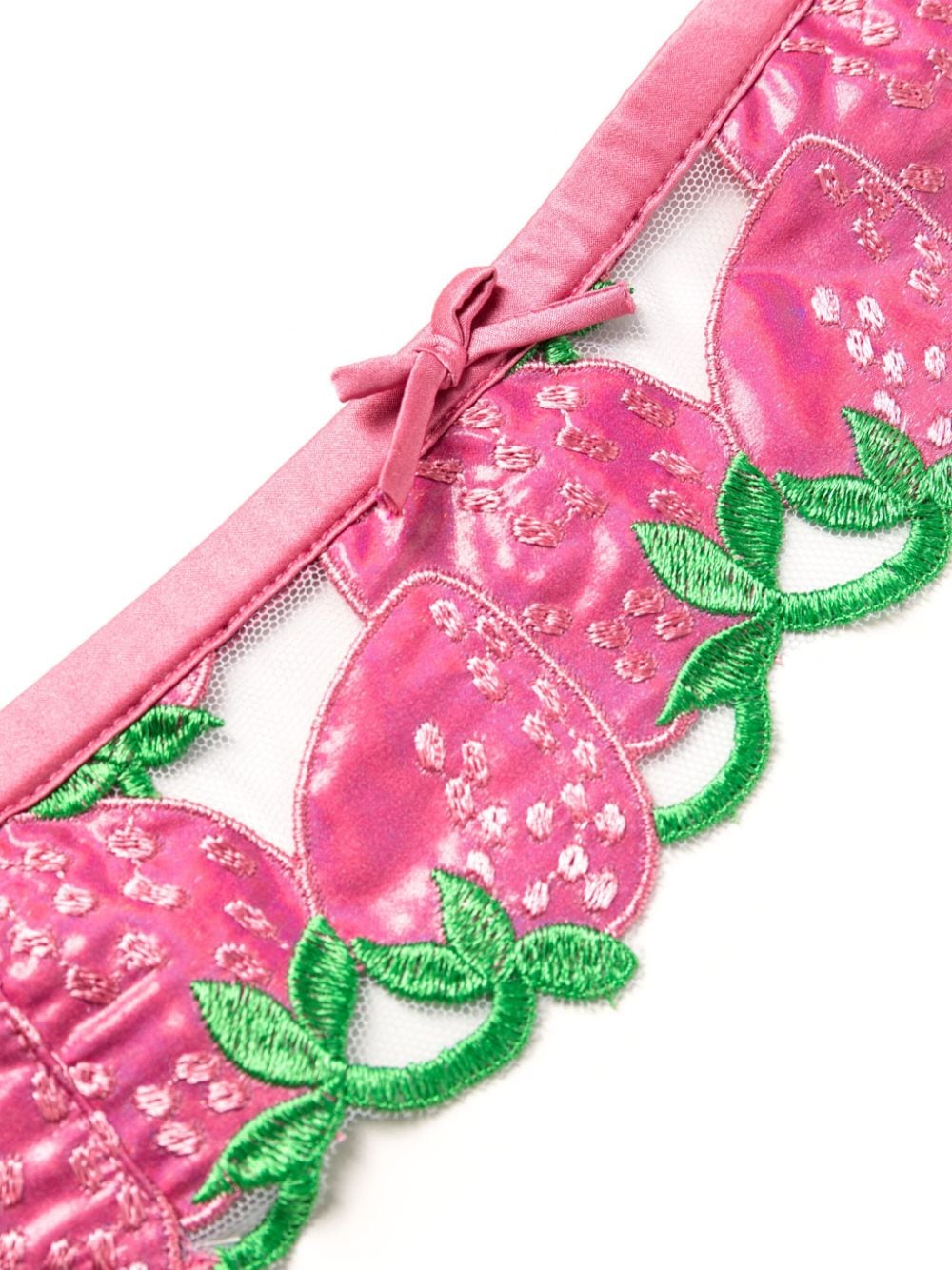 Shop Fleur Du Mal Strawberry-motif Semi-sheer Garter Belt In Pink