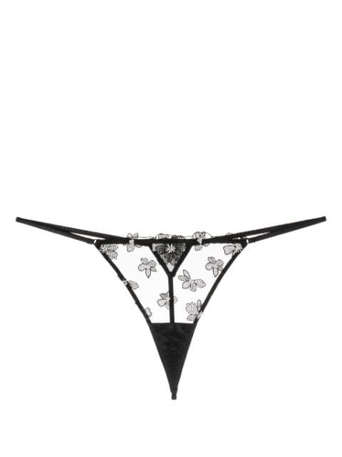 Fleur Du Mal tanga con bordado floral