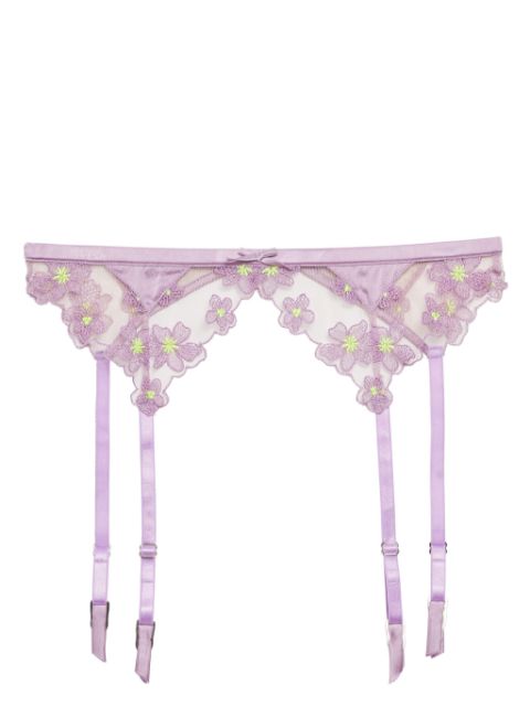 Fleur Du Mal Petal embroidered garter belt