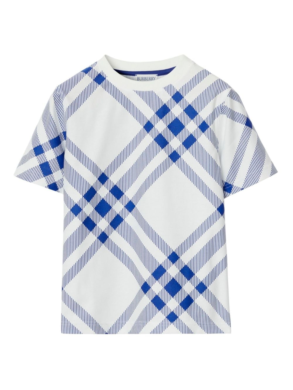 Shop Burberry Checked Cotton T-shirt In White