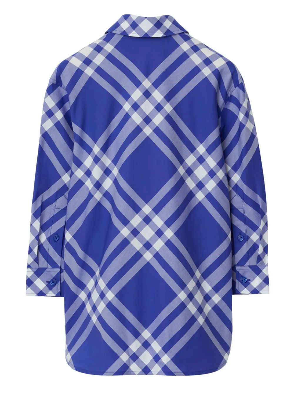 Shop Burberry Checked Cotton Shirt In Blue