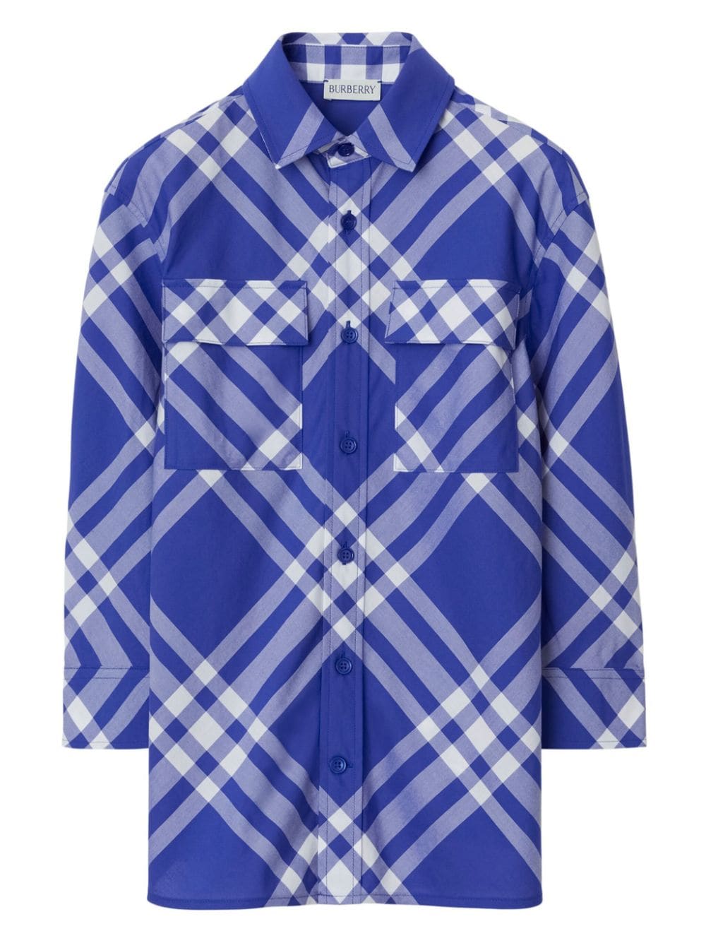 Shop Burberry Checked Cotton Shirt In Blue