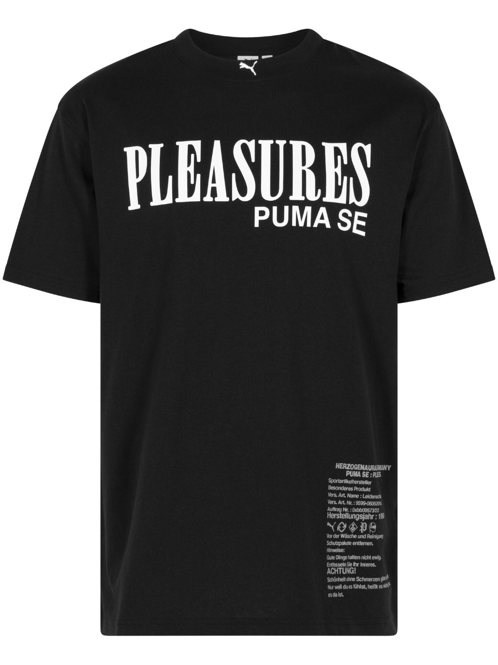 Shop Puma X Pleasures Typo Cotton T-shirt In Black