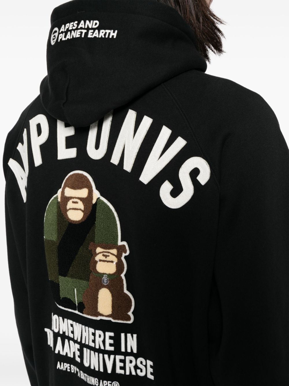 AAPE BY *A BATHING APE Jack met capuchon Zwart