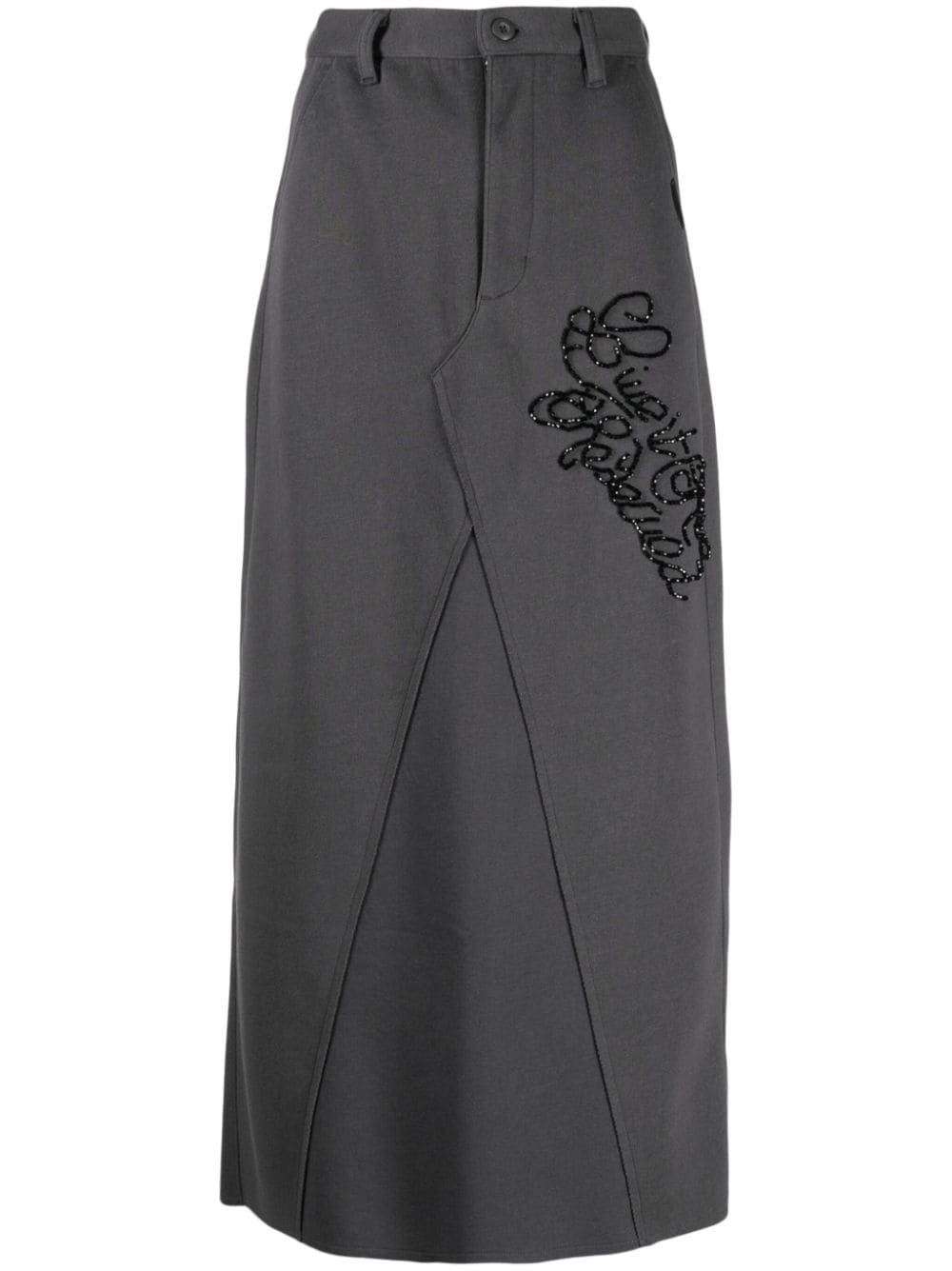 Izzue Embroidered-detail Jersey Midi Skirt In Grey