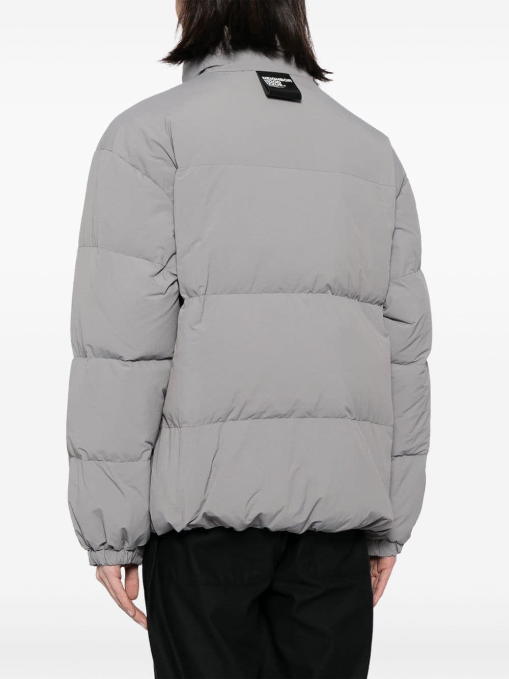 Shop Izzue Logo-patch Funnel-neck Padded Jacket In Grey