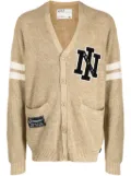 izzue logo-patch striped cardigan - Neutrals