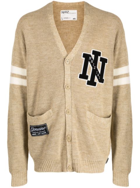 izzue logo-patch striped cardigan