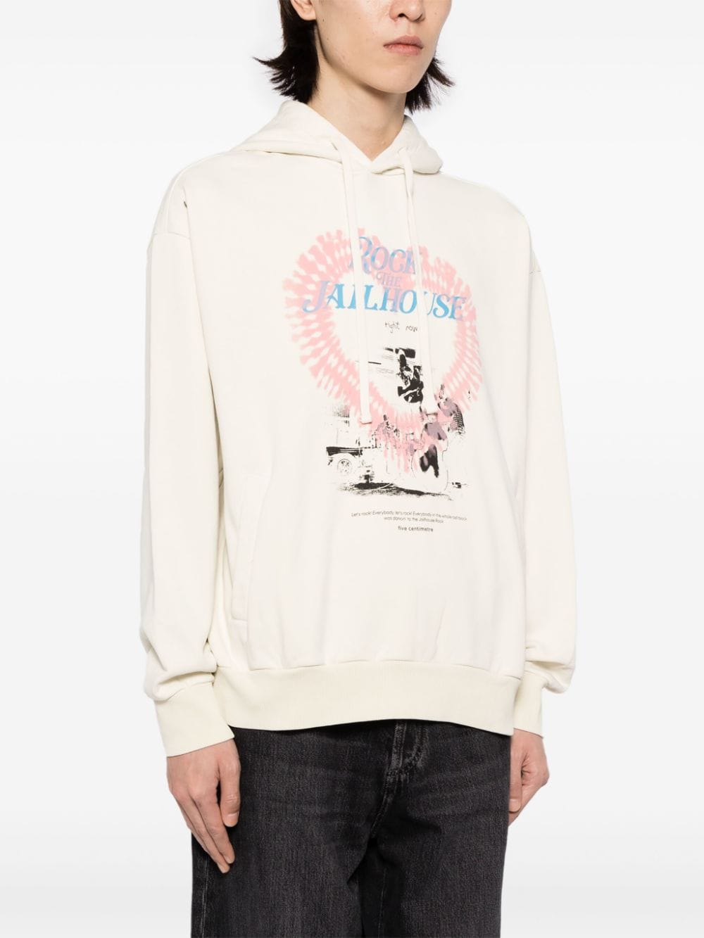 Shop Five Cm Graphic-print Cotton Hoodie In Neutrals