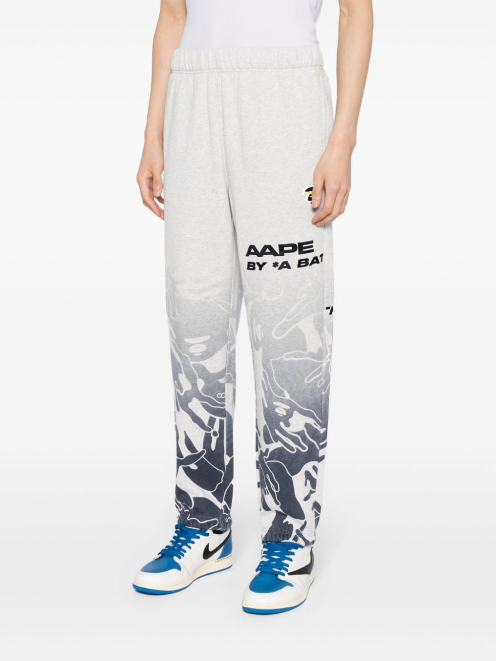 Shop Aape By A Bathing Ape Logo-print Graphic-print Track Pants In Grey