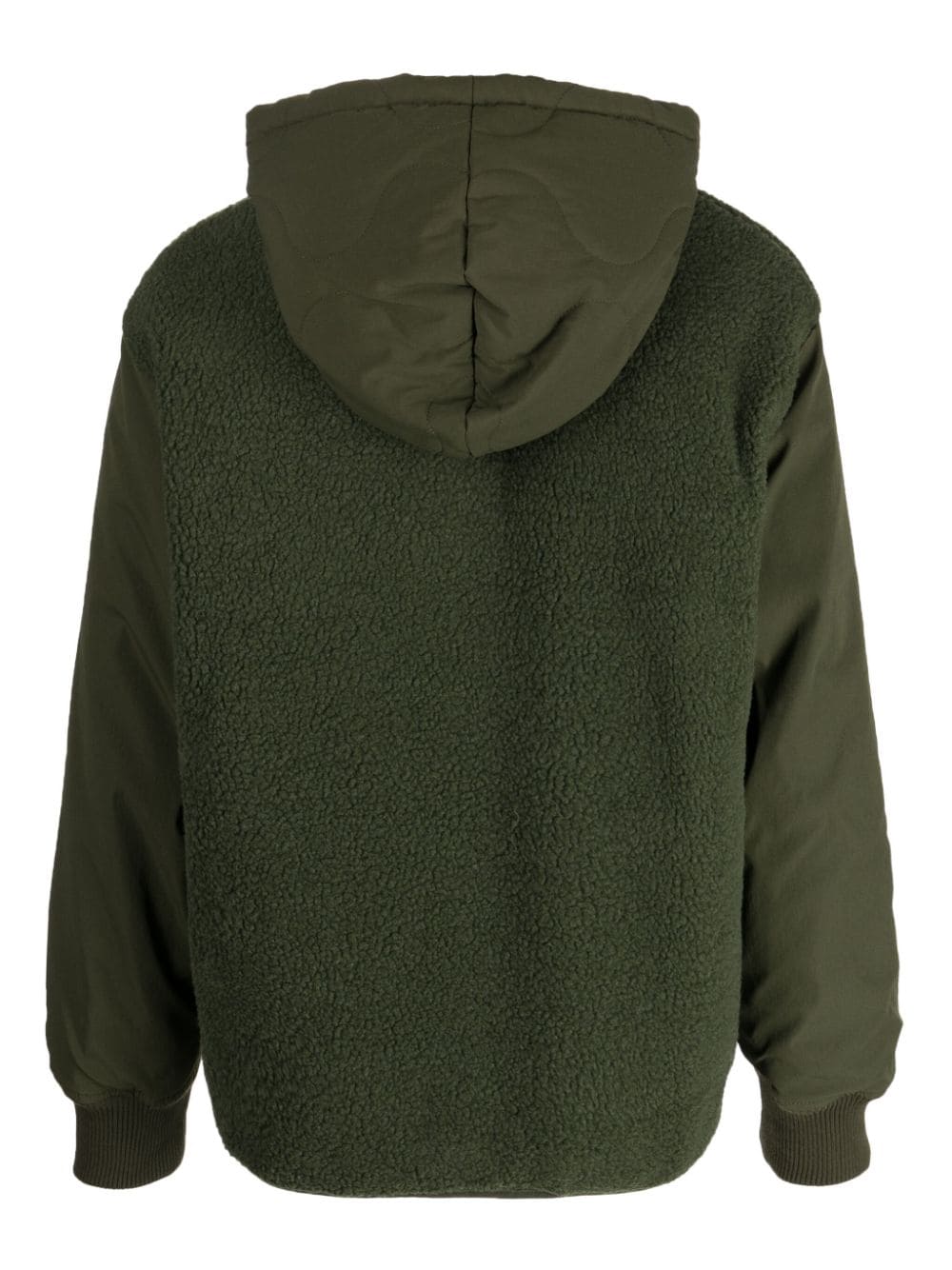 Shop Chocoolate Panelled Drawstring Fleece Hoodie In Green