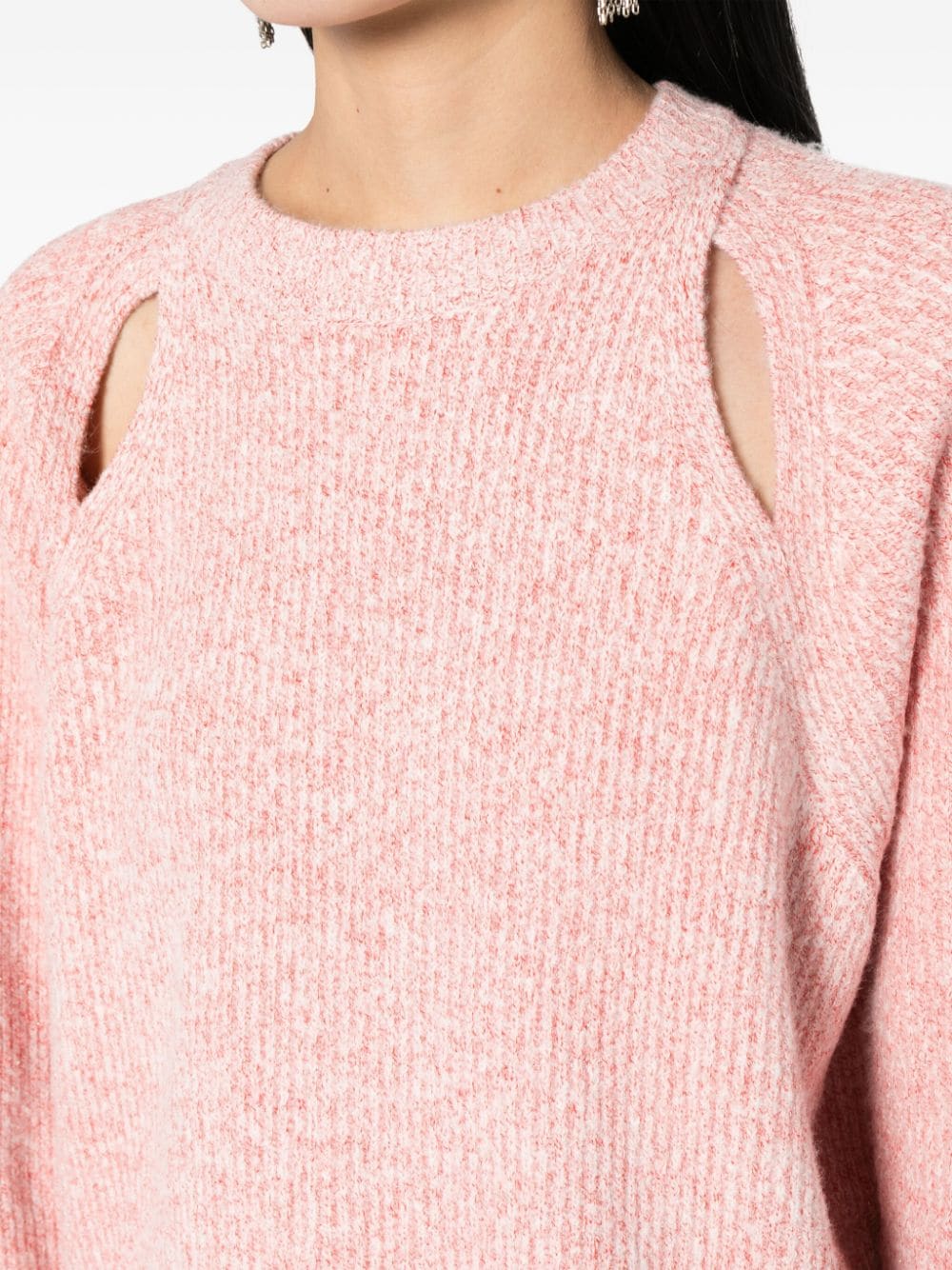 Shop B+ab Cut-out Mélange Ribbed-knit Jumper In Pink