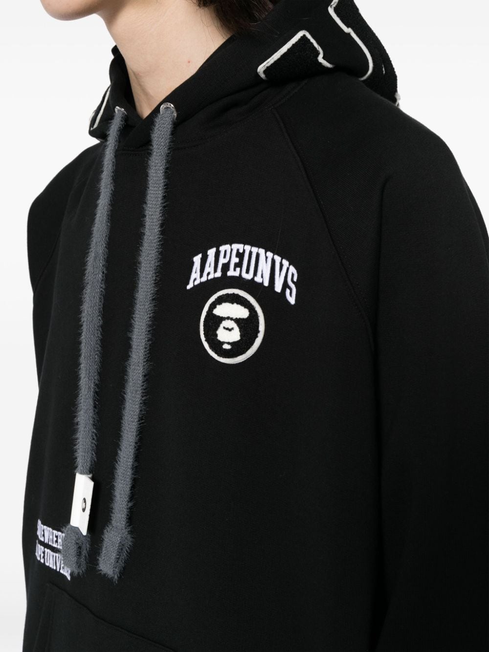 Shop Aape By A Bathing Ape Logo-appliqué Jersey Hoodie In Black