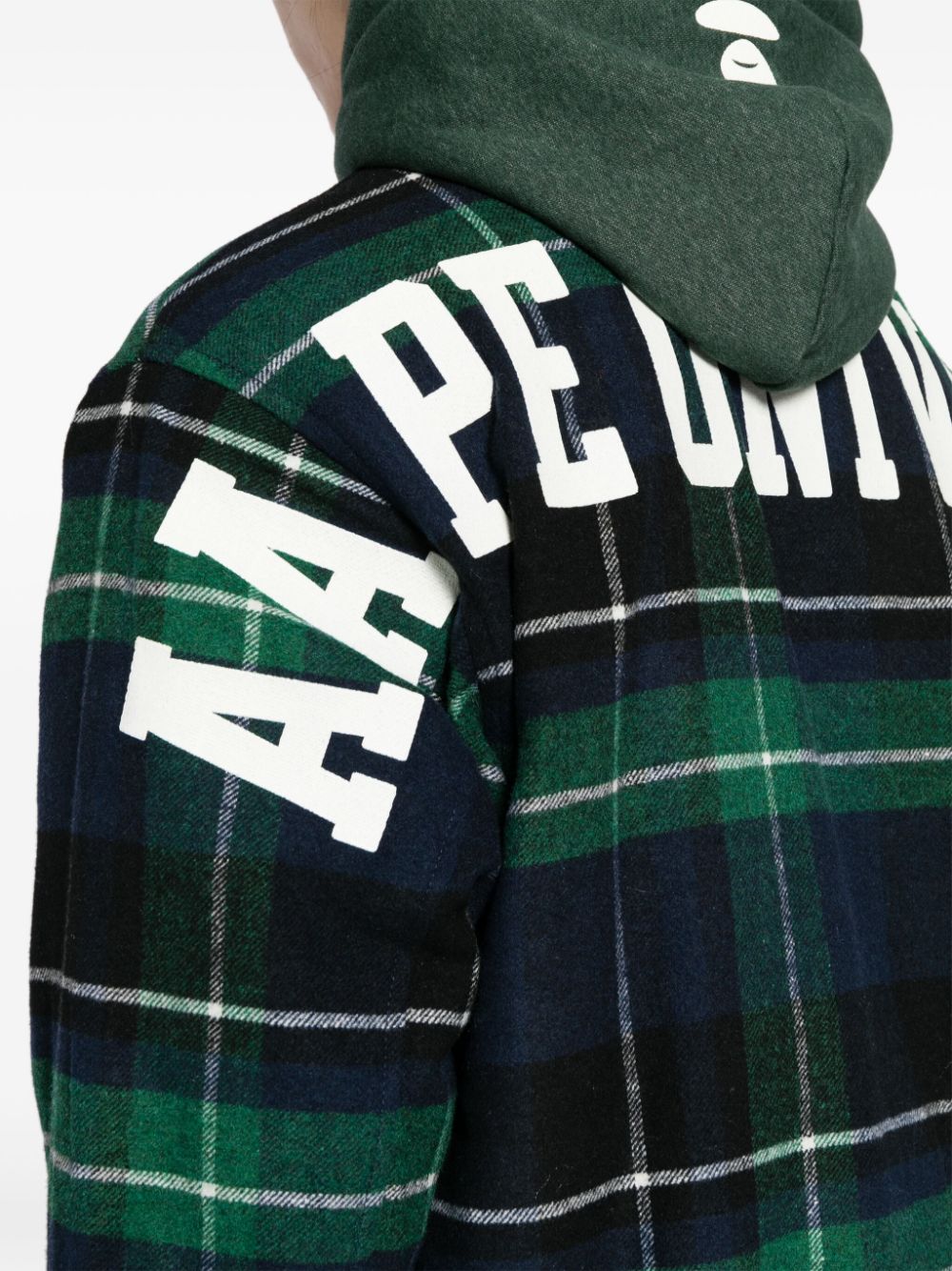 Shop Aape By A Bathing Ape Plaid-check Hooded Jacket In Multicolour