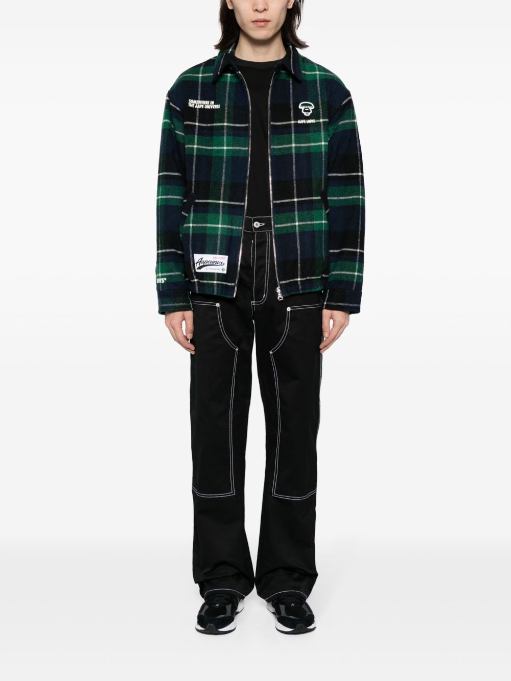 AAPE BY *A BATHING APE® plaid-check Hooded Jacket | Multicolour ...