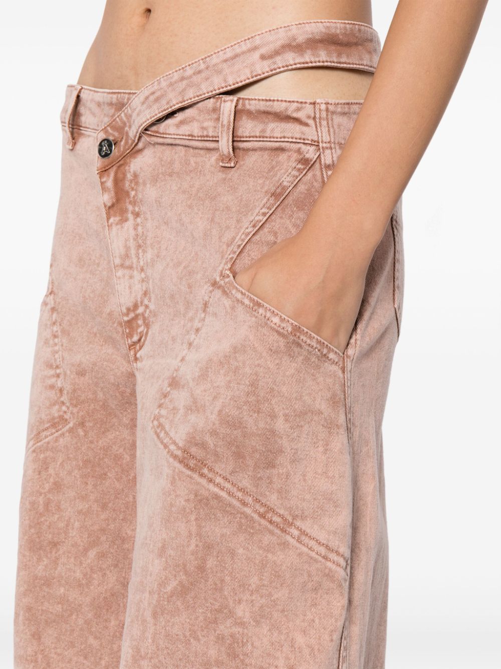 Shop Andreädamo Asymmetric-waistband Wide-leg Jeans In Pink