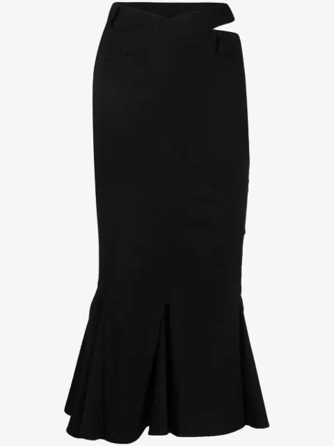 ANDREĀDAMO flared-hem flannel midi skirt