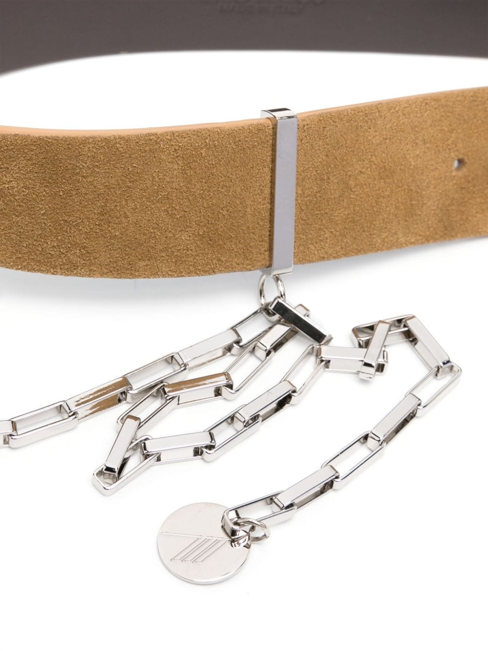 Shop Attico Chain-detail Logo-buckle Suede Belt In Neutrals