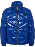 Philipp Plein Hexagon logo-plaque glossy padded jacket - Blue