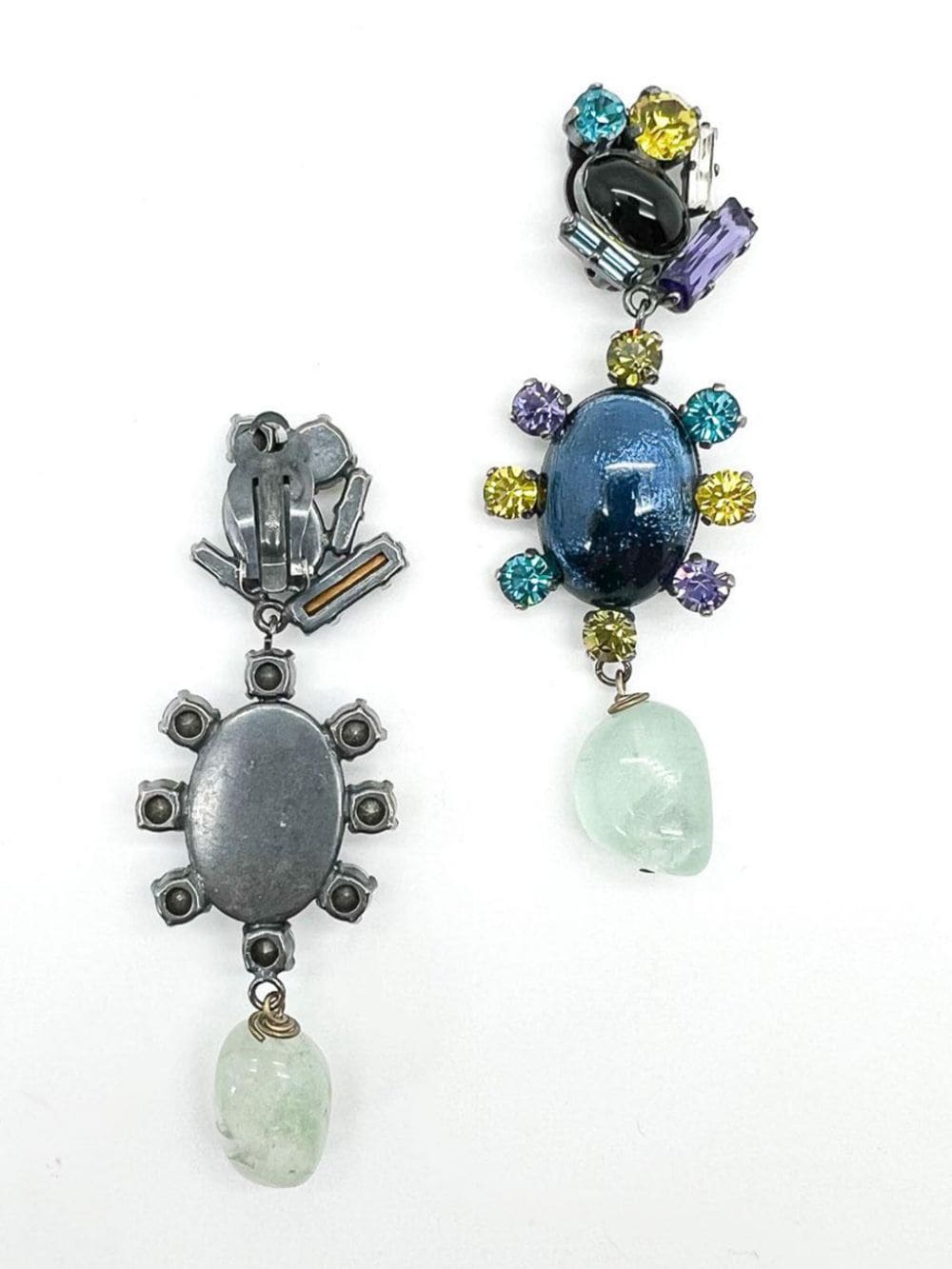 Image 2 of Jennifer Gibson Jewellery Vintage Philippe Ferrandis Foiled Glass &amp; Stone Earrings 1980s