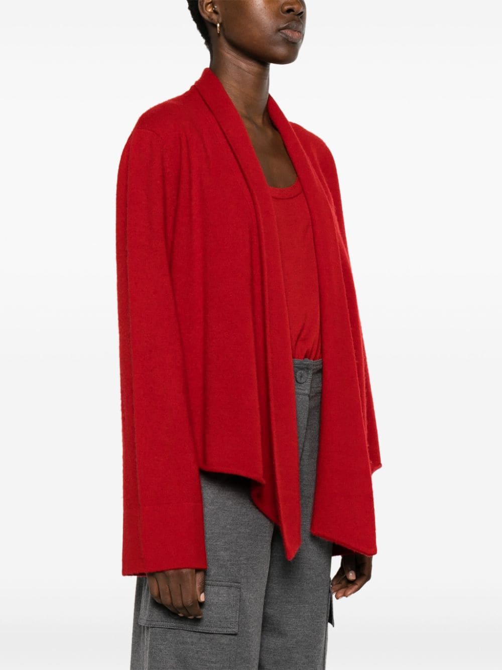Shop Frenckenberger Asymmetric Cashmere Cardigan In Red
