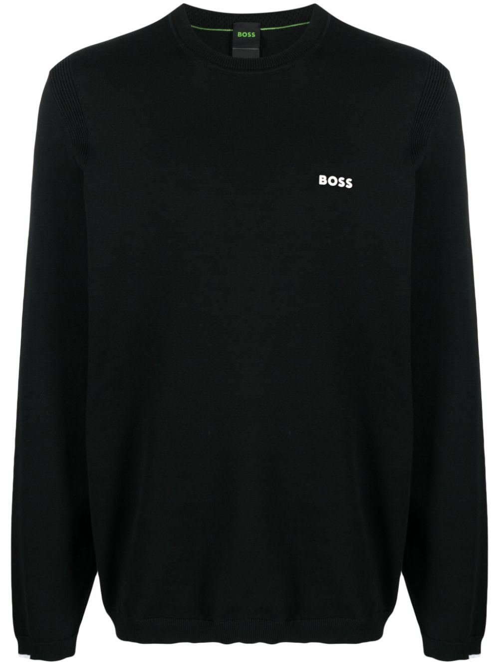 Hugo Boss Logo-print Cotton Blend Jumper In Black