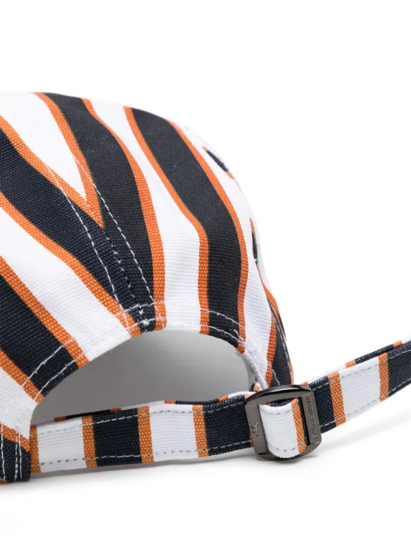CAFÉ KITSUNÉ logo-print Striped Cotton Cap Multicolour FARFETCH PH