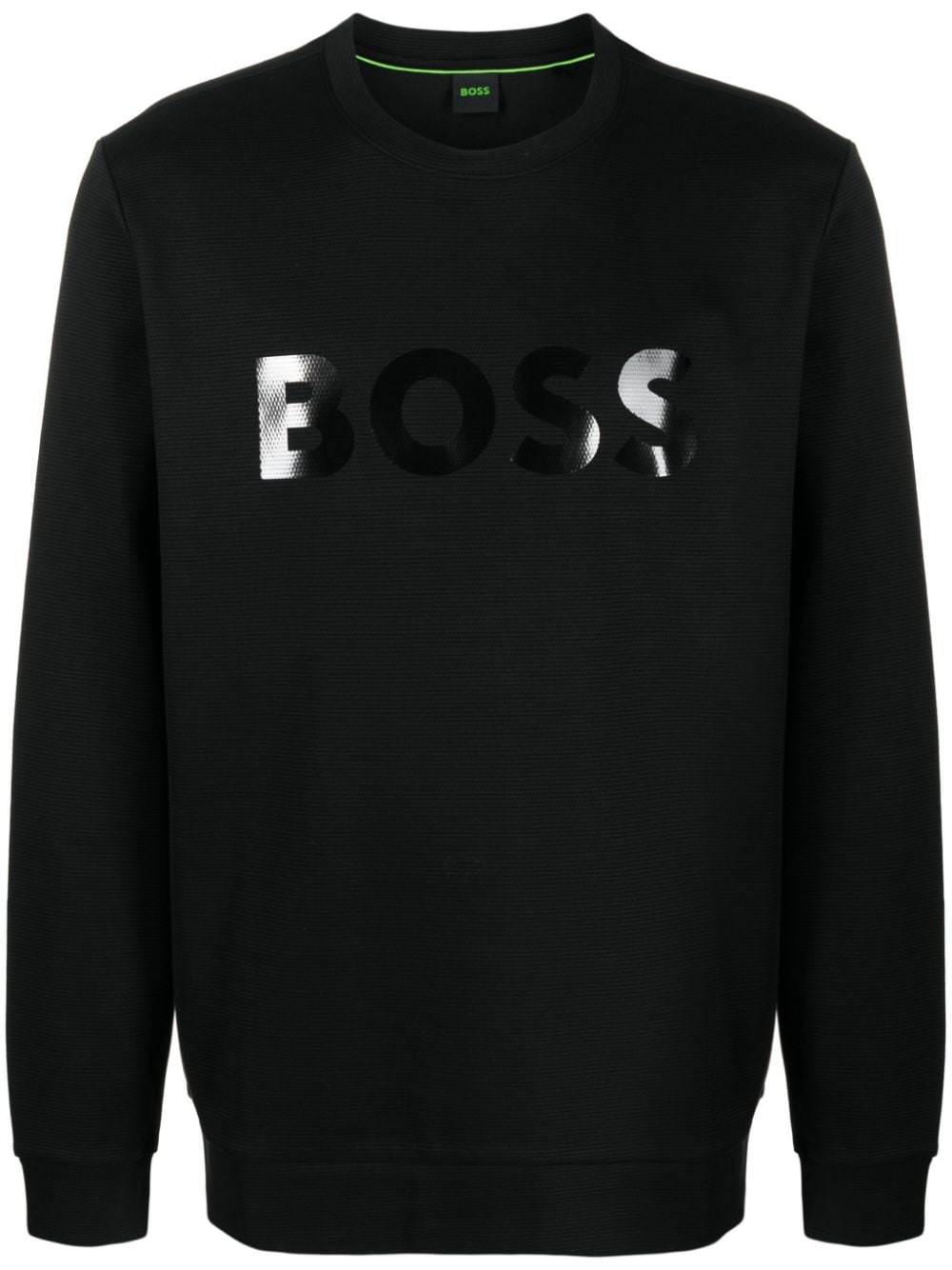 Hugo Boss Logo-print Ribbed Cotton Sweatshirt In Black