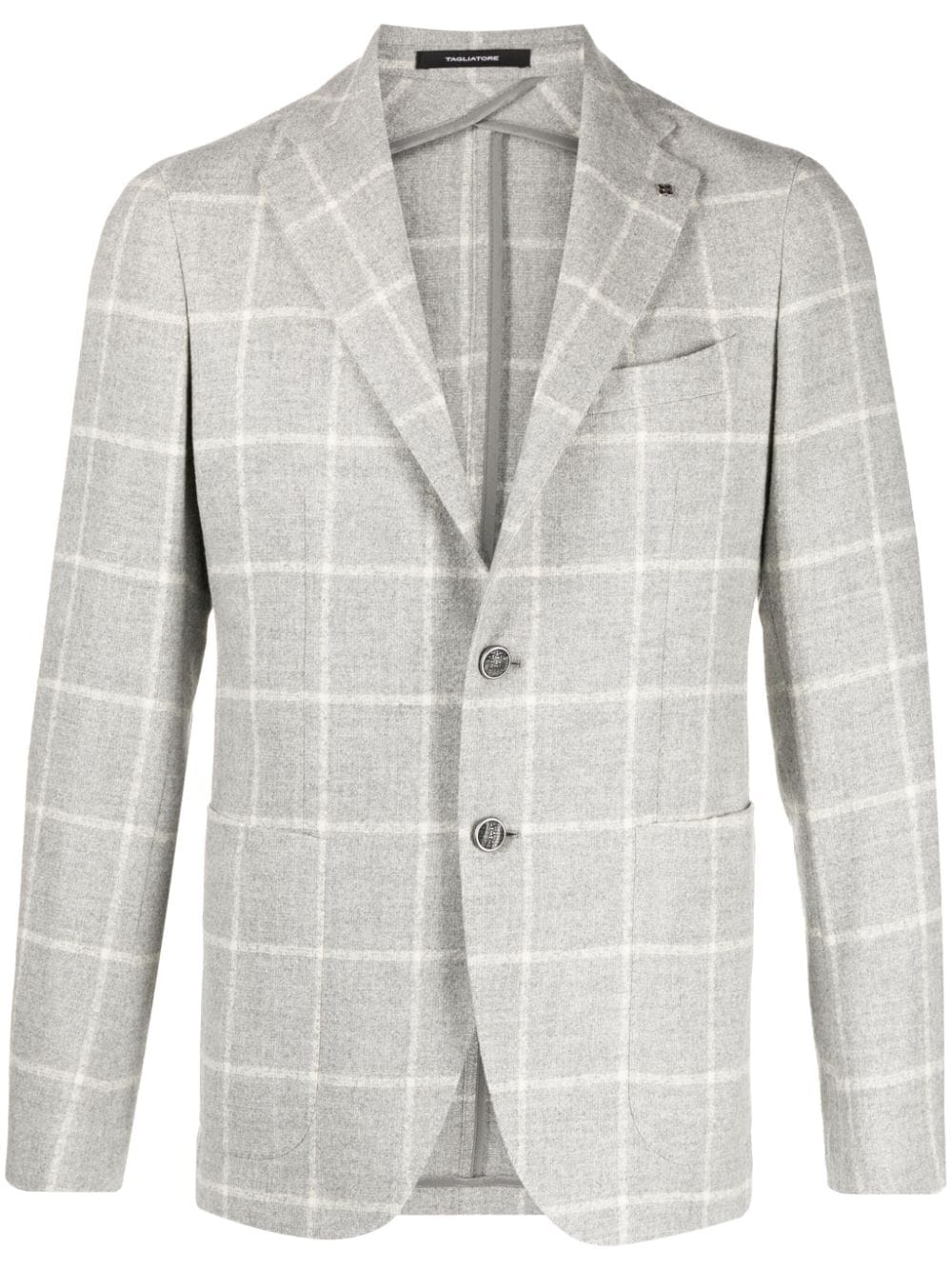 Tagliatore Grid-pattern Single-breasted Blazer In Grey