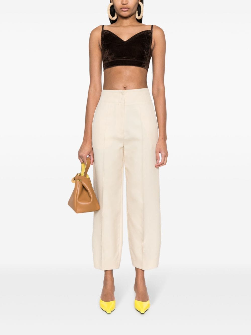 Affordable LOEWE V-neck velour cropped top Women