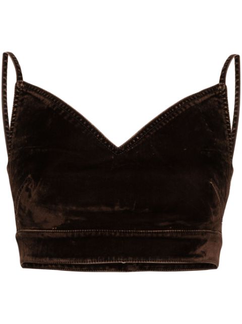 LOEWE V-neck velour cropped top Women