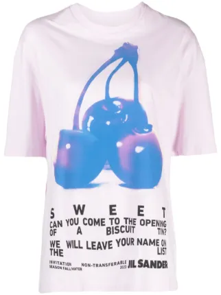 Jil Sander graphic-print Cotton T-shirt | Pink | FARFETCH